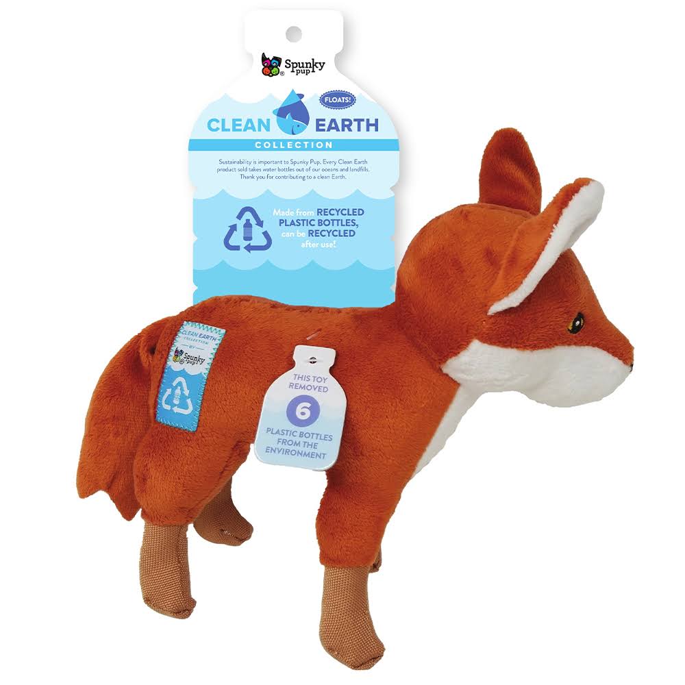 Spunky Pup Clean Earth Plush Fox Dog Toy - Large
