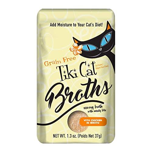 Tiki Cat Savory Broth, Grain Free Lickable Wet Food Treat Flavor Booster with Chicken, 12 Pack