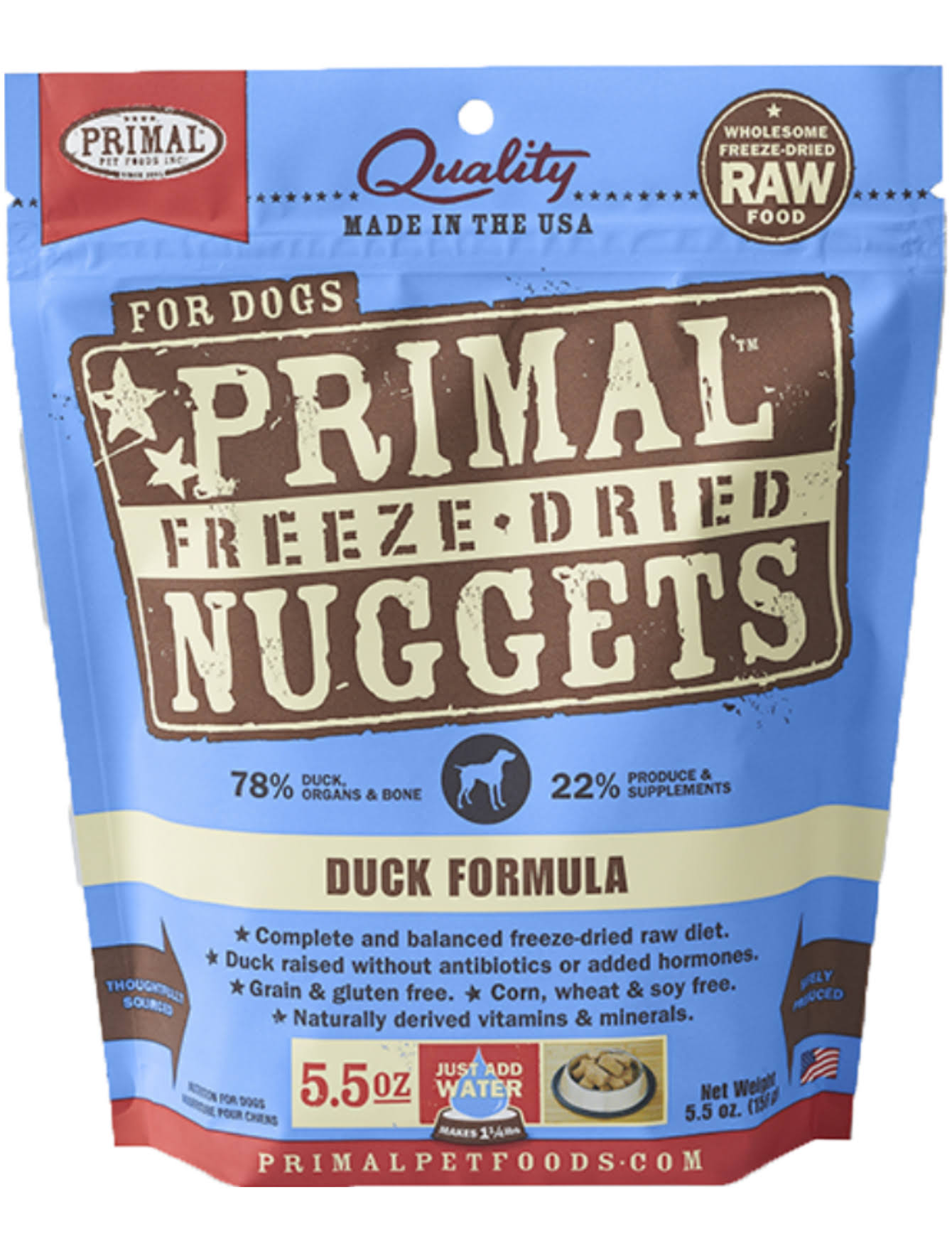 Primal Canine Freeze Dried Nuggets Dog Treat - Duck - 5.5 oz.