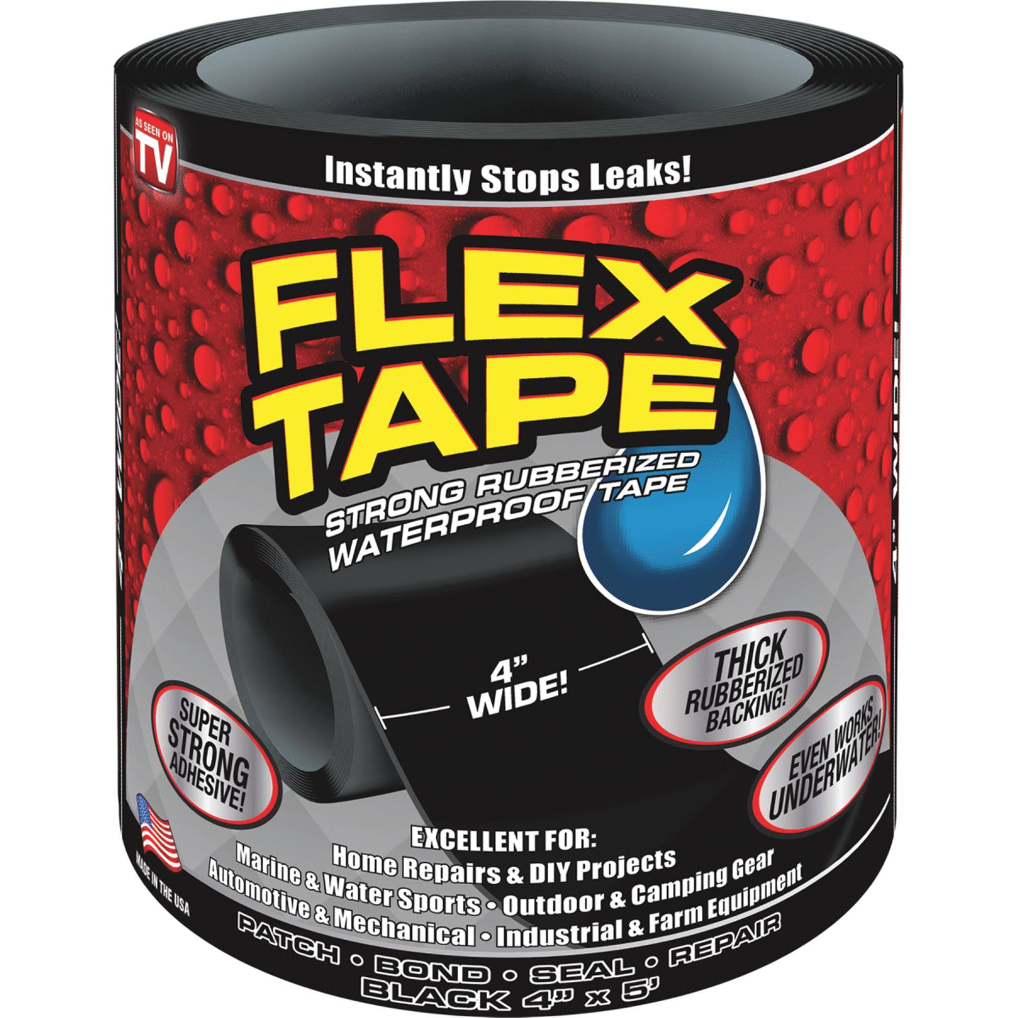 Flex Tape Strong Rubberized Waterproof Tape - Black, 4in x 5ft