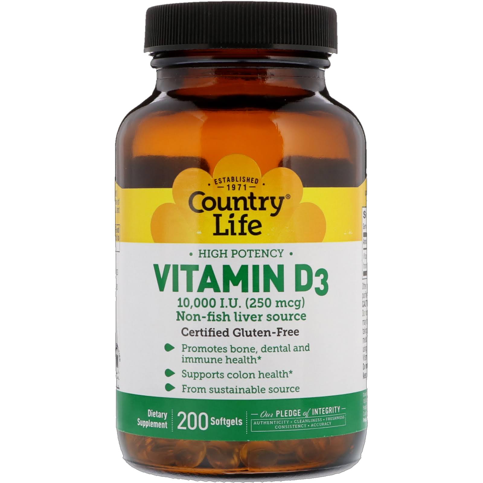 Country Life 250mcg Vitamin D3 - 200 Softgels