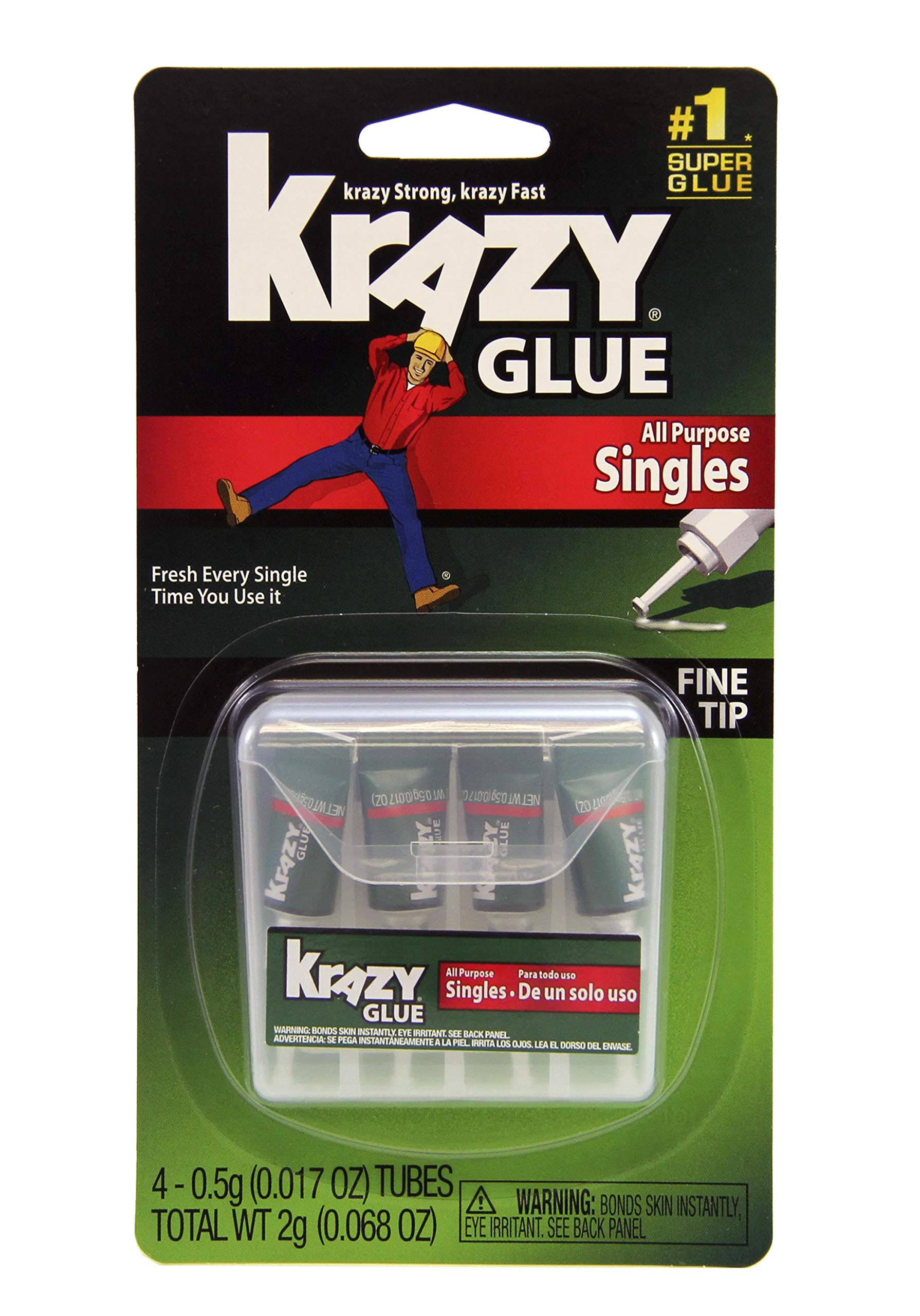 Elmer's Krazy Glue Adhesive - 4 Tubes, Fine Tip, 2g