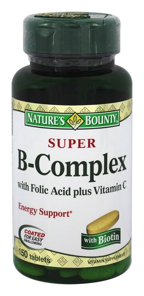 Nature's Bounty Super B-Complex With Folic Acid Plus Vitamin C - 150 Tablets