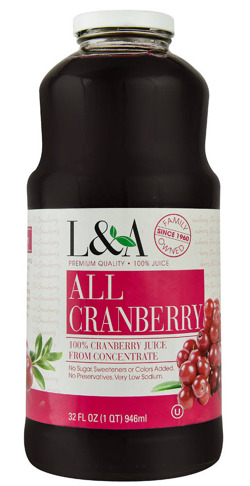 L & A Juice All Cranberry - 32 oz