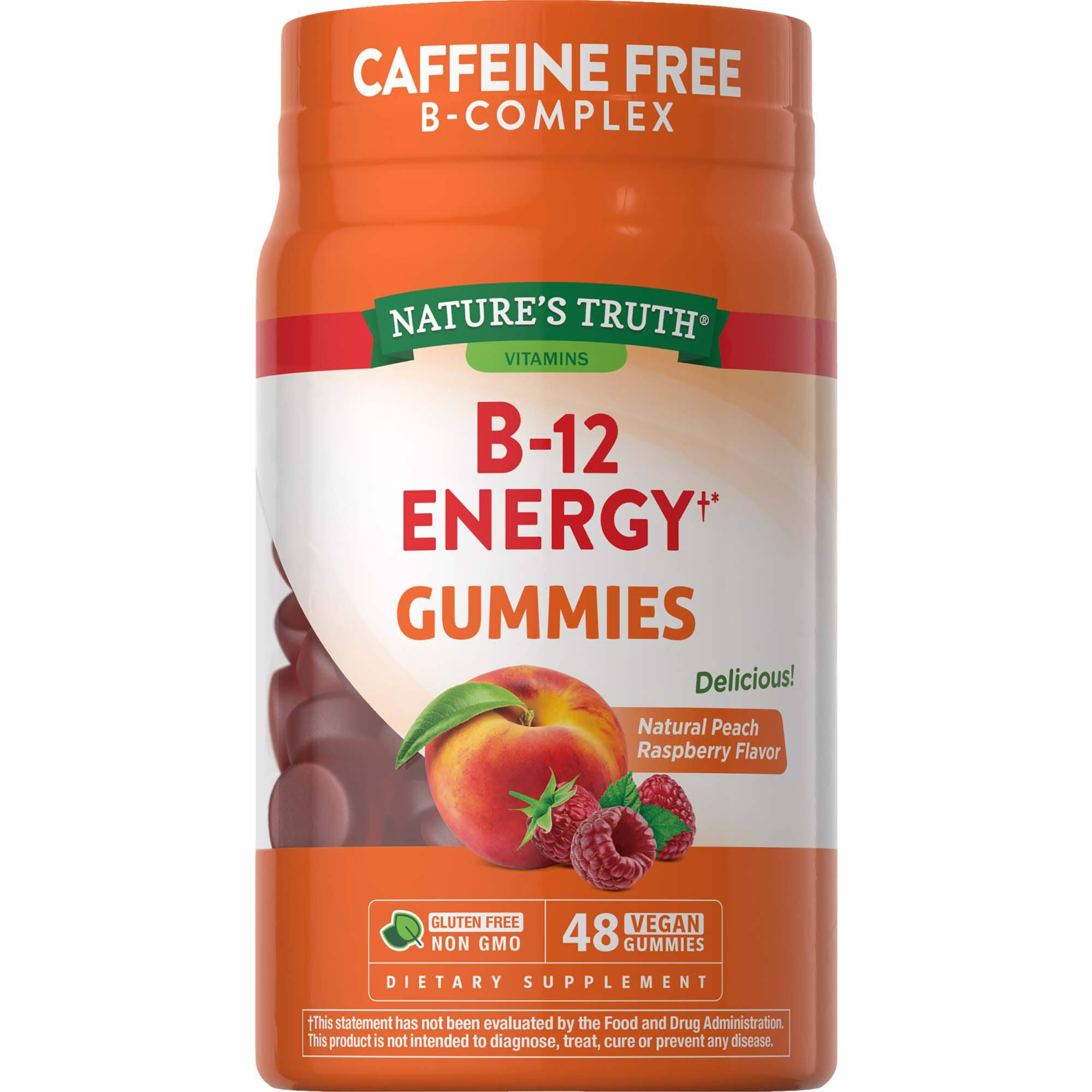 Nature's Truth, B-12 Energy + Ashwagandha Gummies, Natural Peach Raspberry, 48 Vegan Gummies