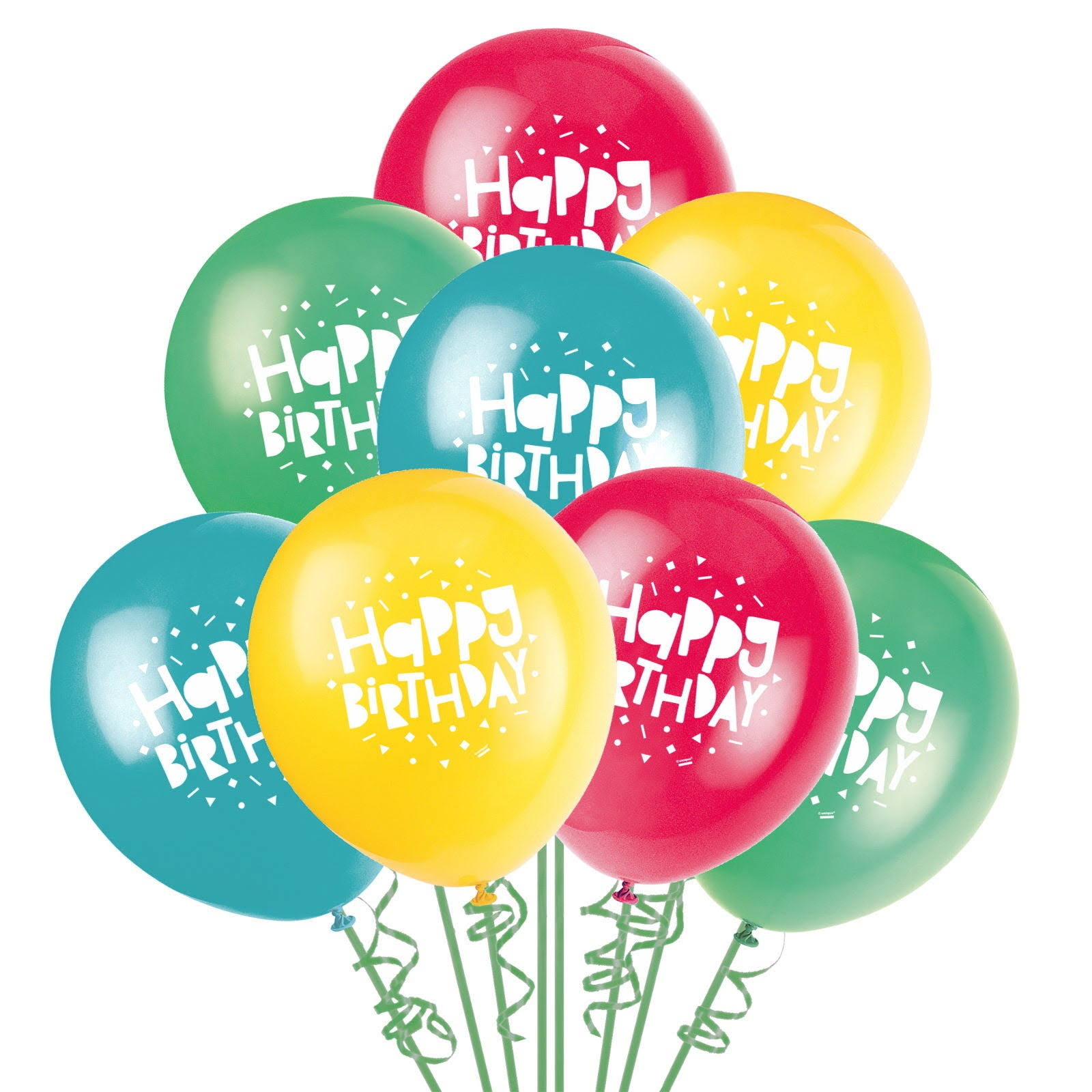 Colourful Happy Birthday Balloons (Pack of 8)