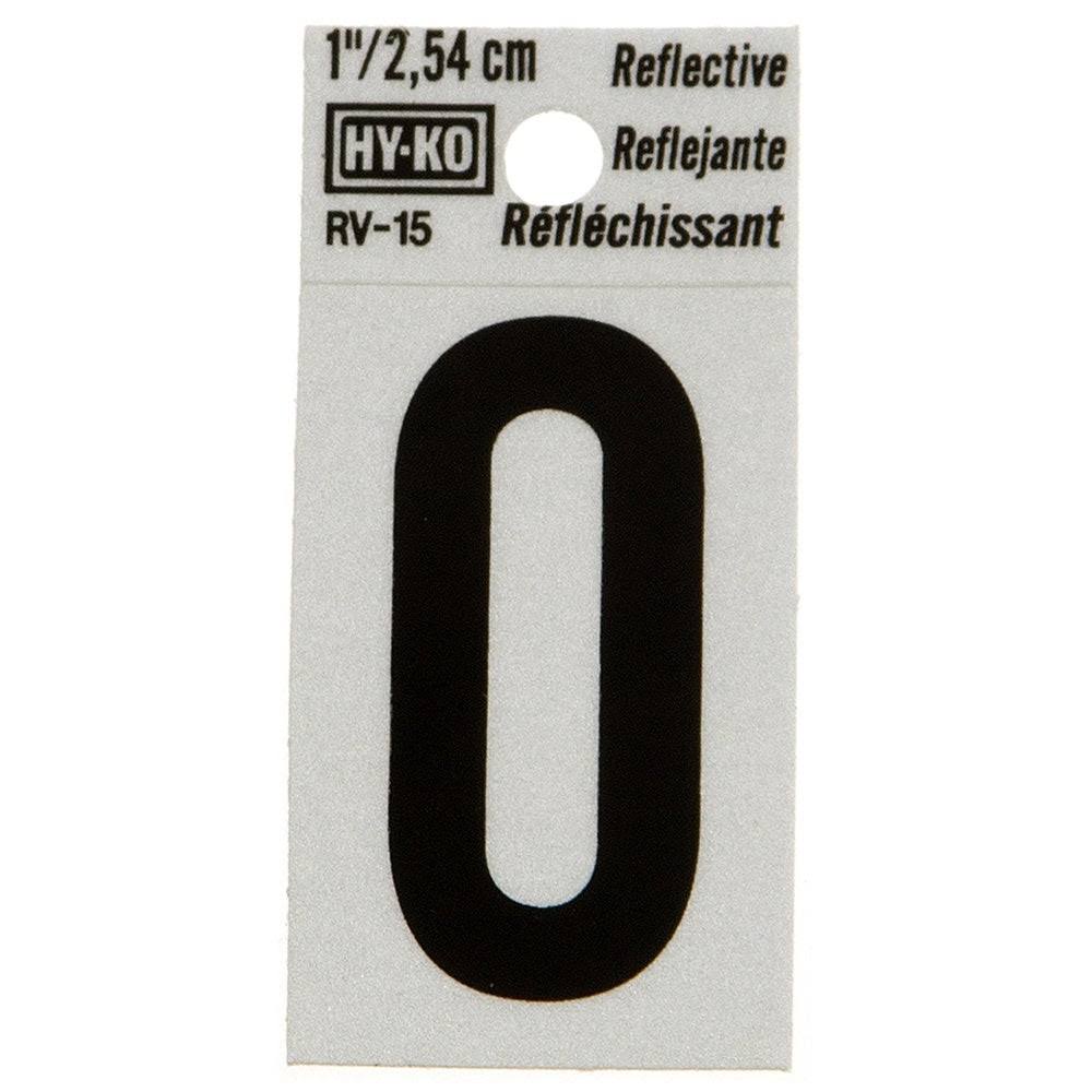 Hy-Ko RV-15/0 1.25" Black Reflective #0 House Number