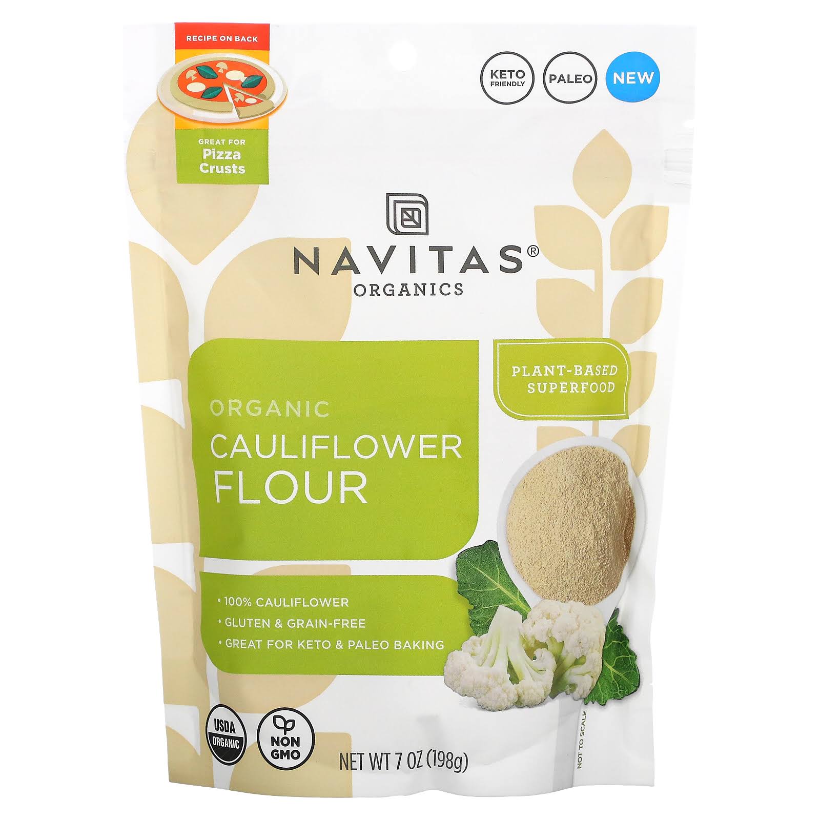 Navitas Organics Cauliflower Flour, 7oz Organic, Non-GMO, 100% Caulif