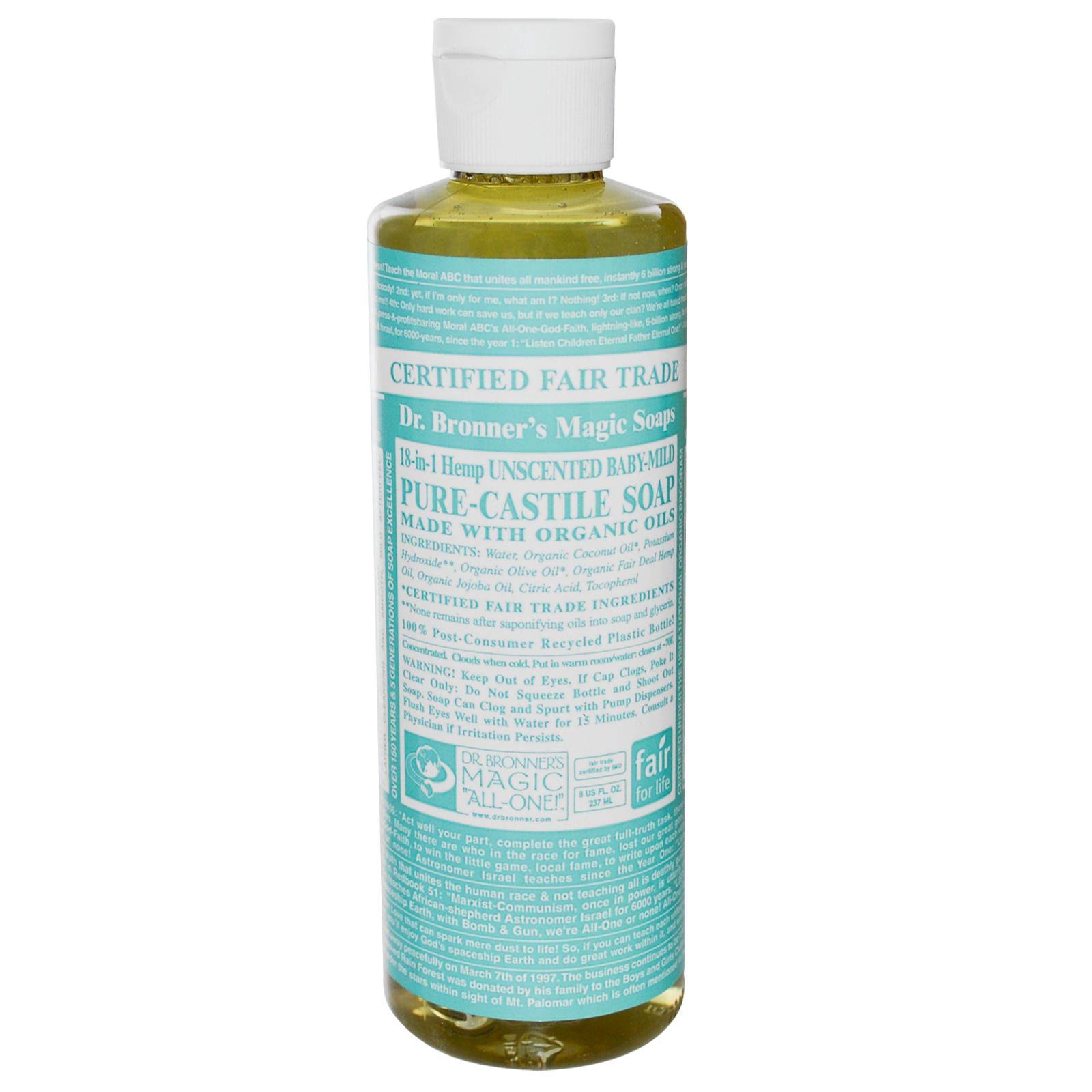 Dr. Bronner's Organic Pure Castile Unscented Liquid Baby Soap