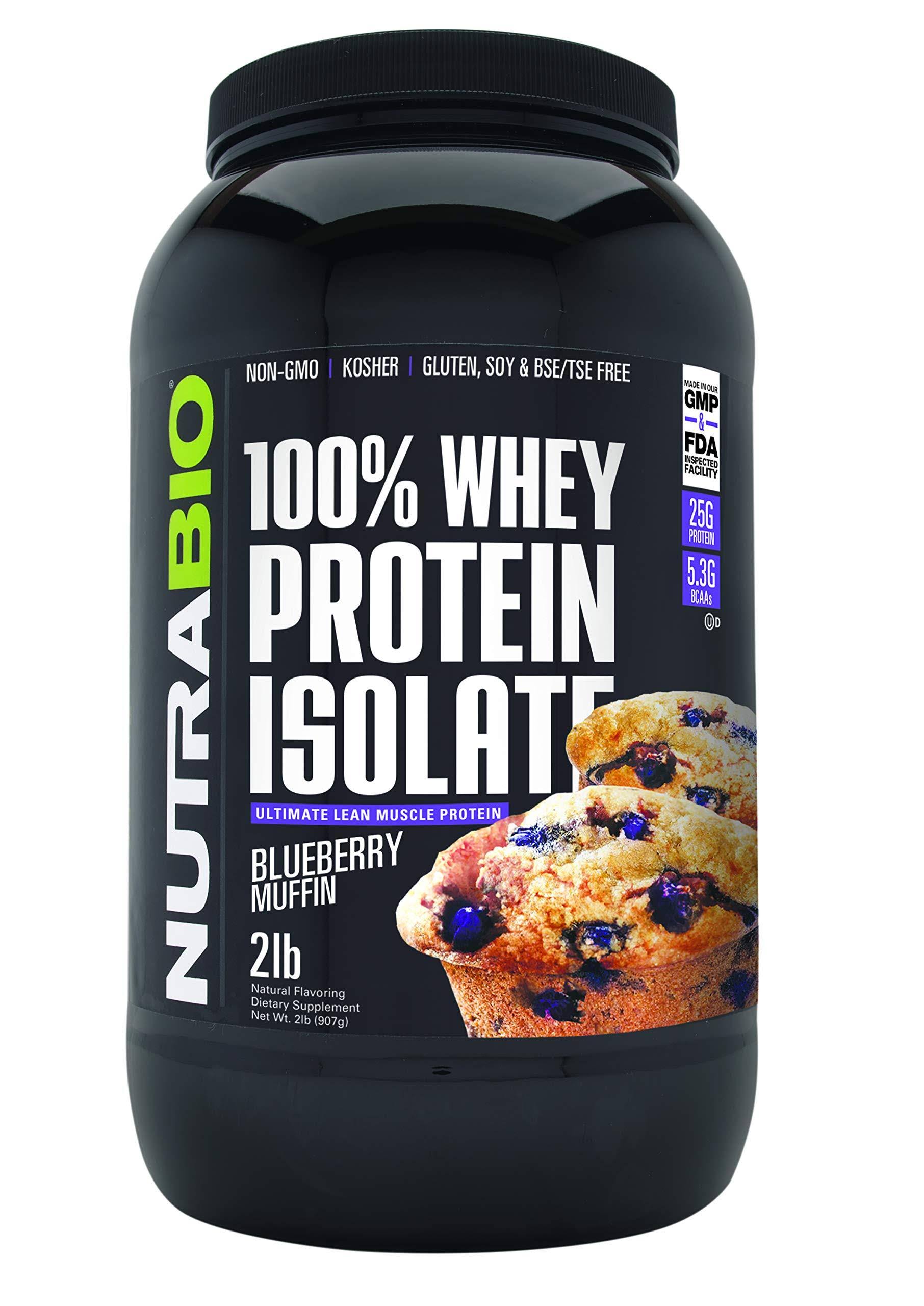 NutraBio - 100% Whey Protein Isolate, 2 lbs / Blueberry Muffin