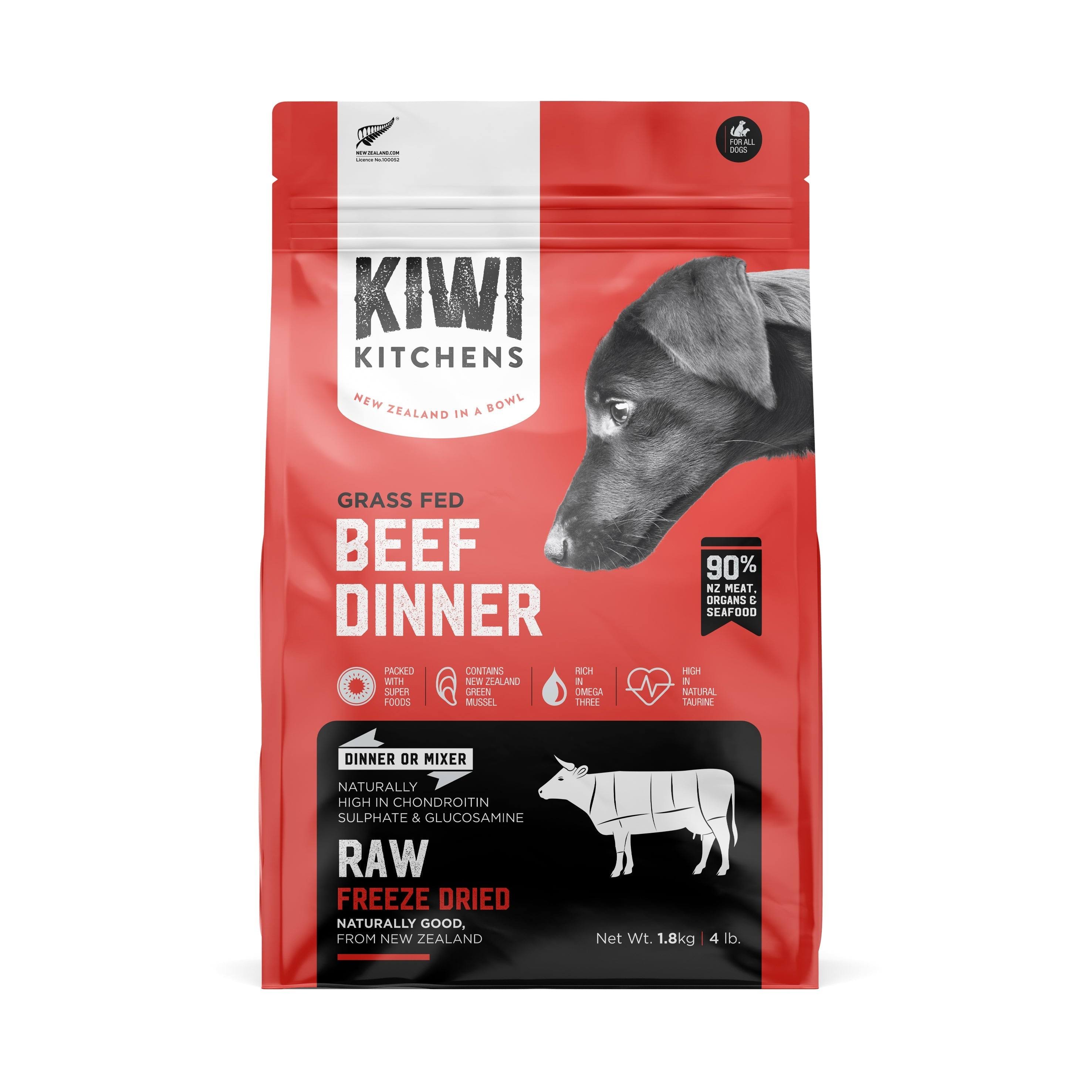 Kiwi Kitchens Grass Fed Beef Dinner Raw Freeze Dried Dog Food