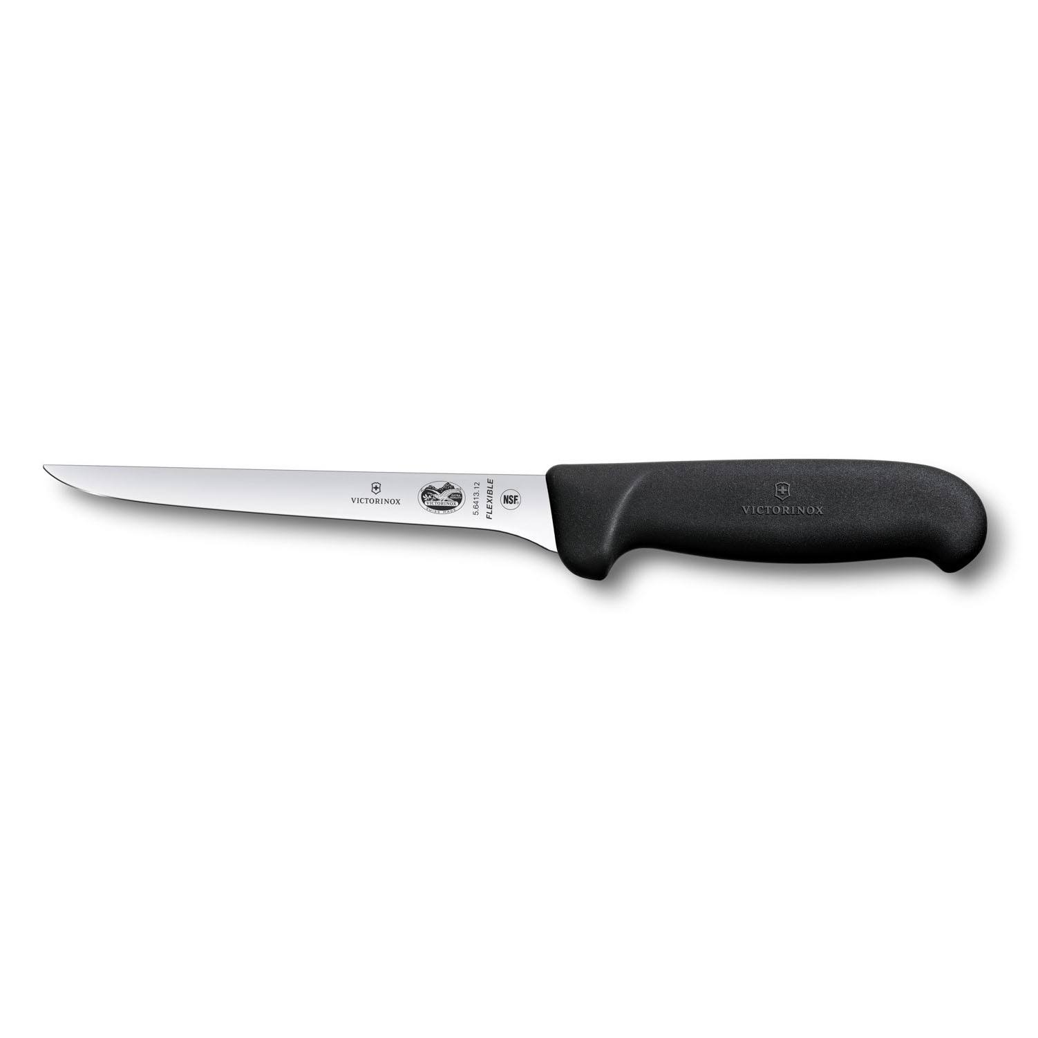 Victorinox Fibrox Handle Boning Knife with Curved Edge Narrow Flexible Blade 12cm