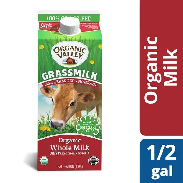 Organic Valley Grassmilk Milk, Whole, Organic - 0.5 gl (1.89 lt)