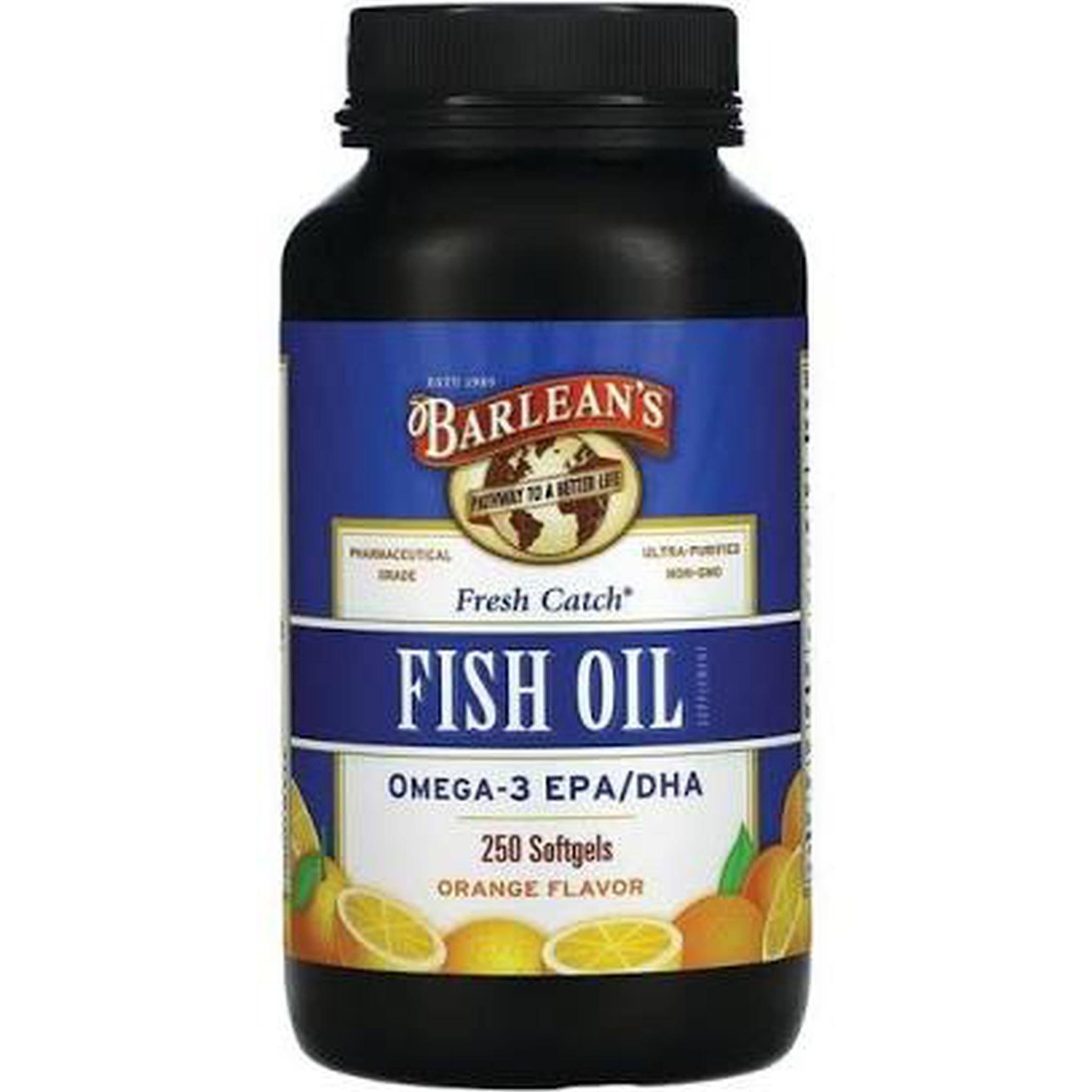 Barlean's Organic Oils Fresh Catch Fish Oil Omega-3 1000mg - Orange Flavor, 250 Capsules