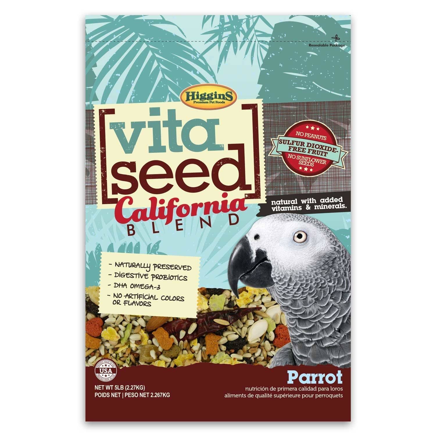 Higgins Vita Seed Parrot Bird Food - California Blend, 5lb