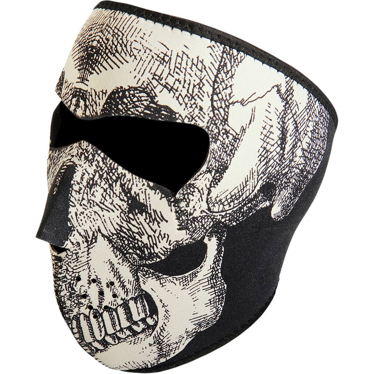 Zan Headgear Glow In The Dark Skull Neoprene Full Face Mask - White