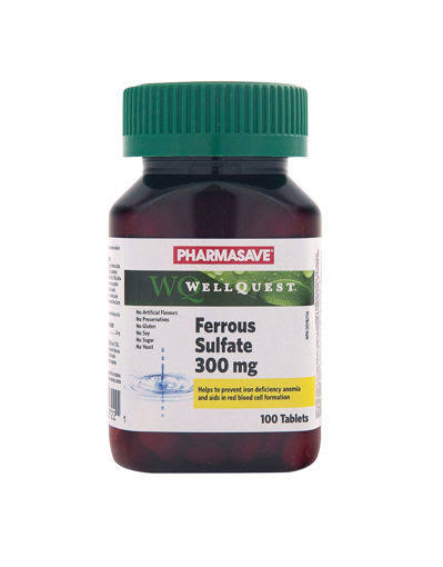PHARMASAVE WELLQUEST FERROUS SULFATE 300MG TABLETS 100S