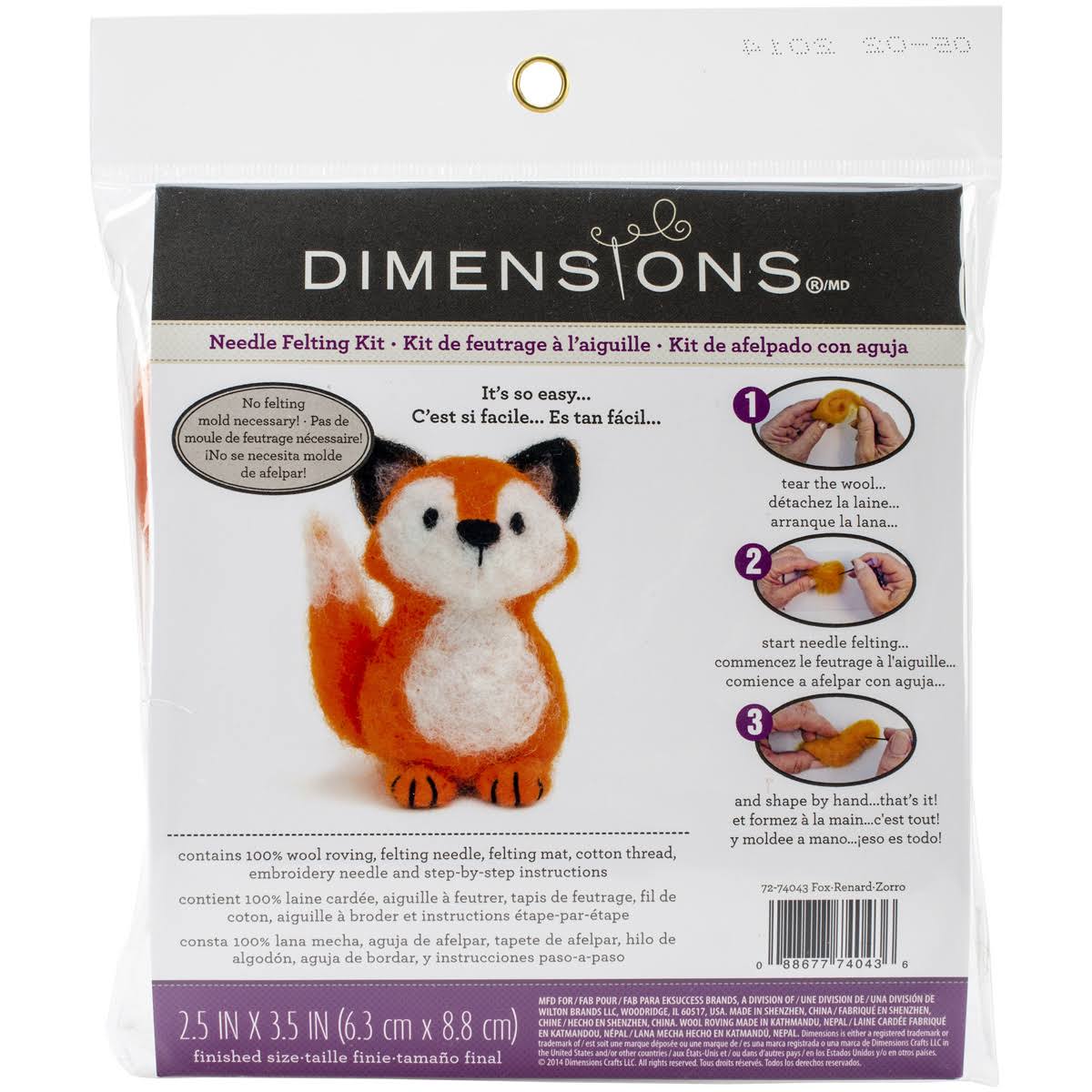 Dimensions Needle Felting Kit - Fox, 2.5"x3.5"