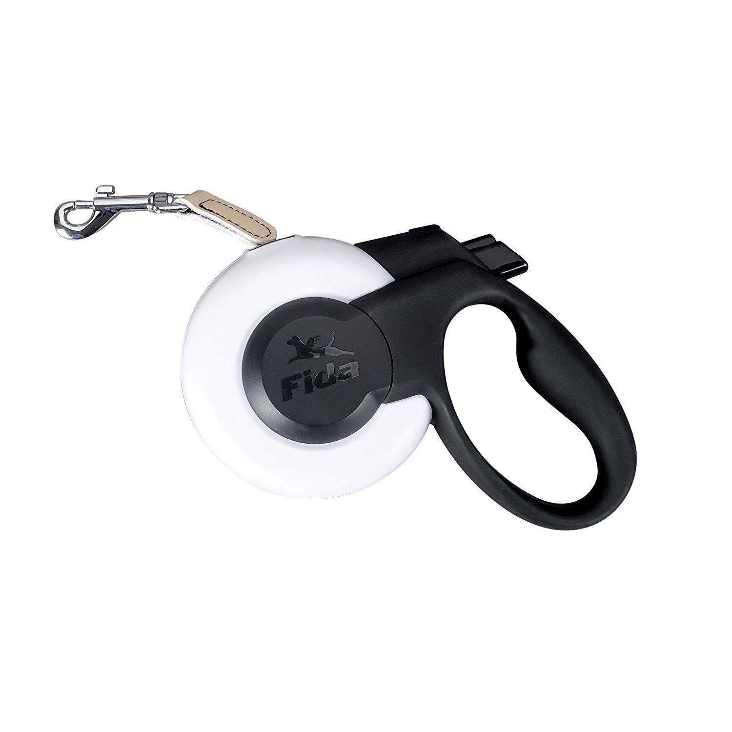 Fida VP2157 White/Black Ranger Retractable Tape Lead, Large/16'