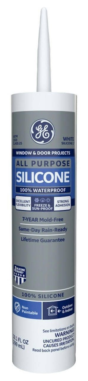 Silicone I 10065 10.1 Oz GE White Silicone 1 Window & Door Caulk Sealant, Pack Of 12 Silicone I Multicolor