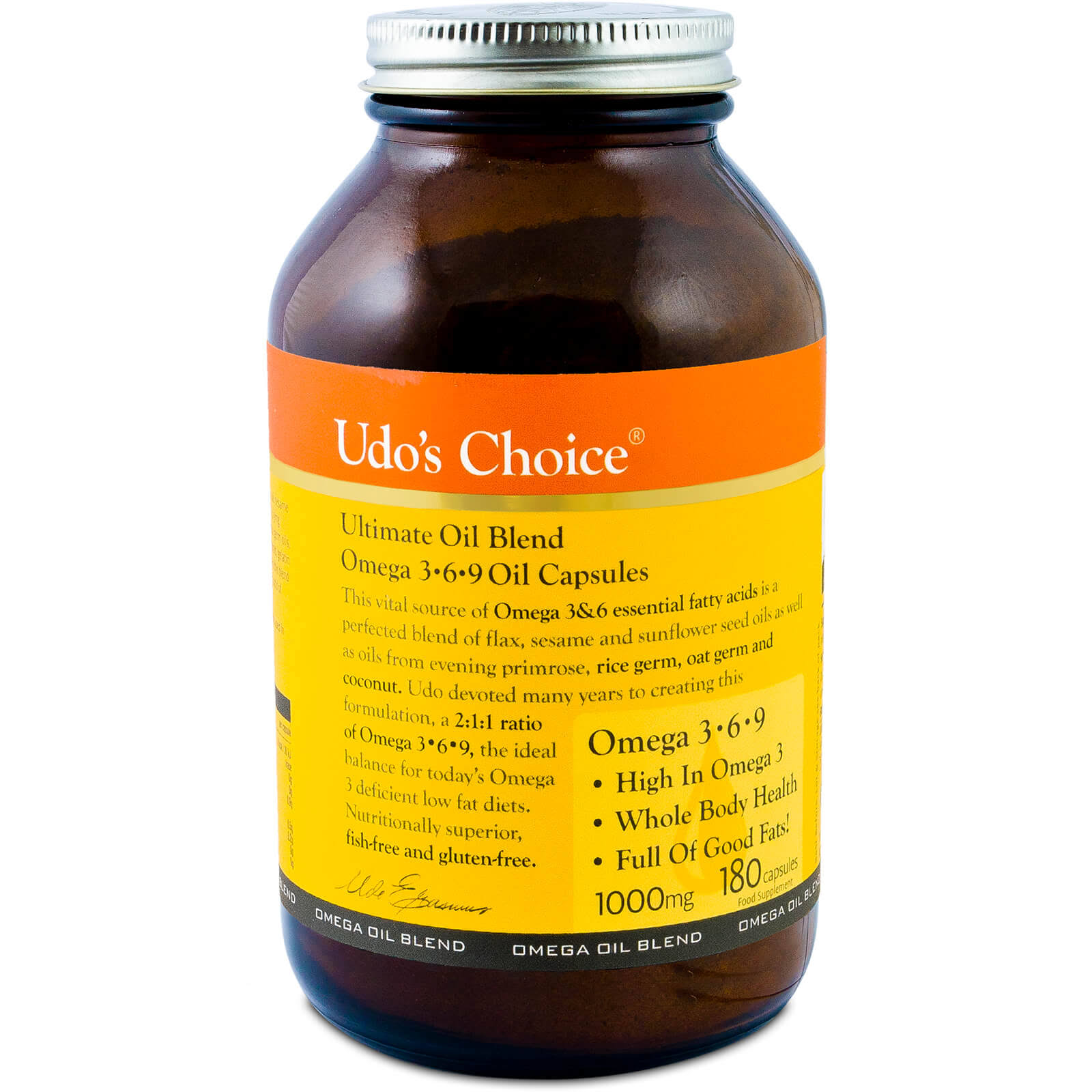 Udos Choice 1000mg, 180 Capsules (Ultimate Oil Blend)