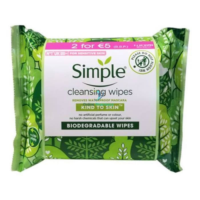 Simple Biodegradable Cleansing Wipes Twin Pack
