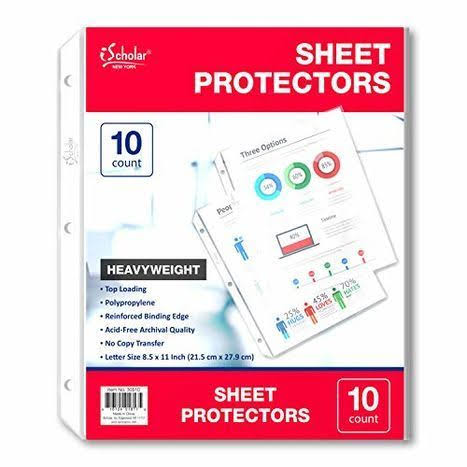 iScholar 30510 Poly Sheet Protectors - Top Loading, 8.5 x 11", 10pk