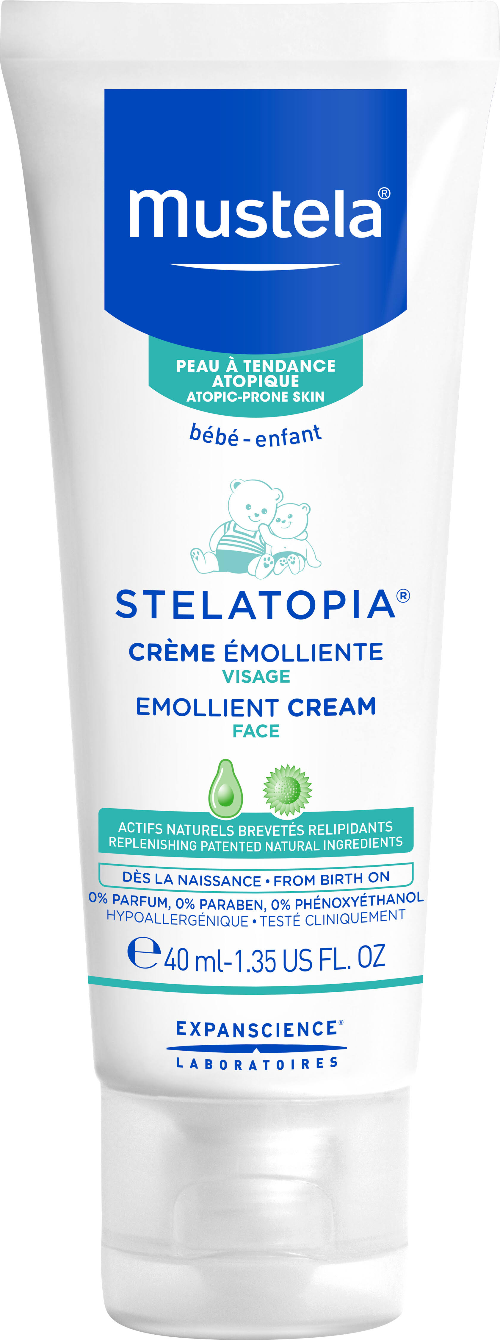 Mustela Stelatopia Dry and Atopic Skin Emollient Face Cream - 40ml