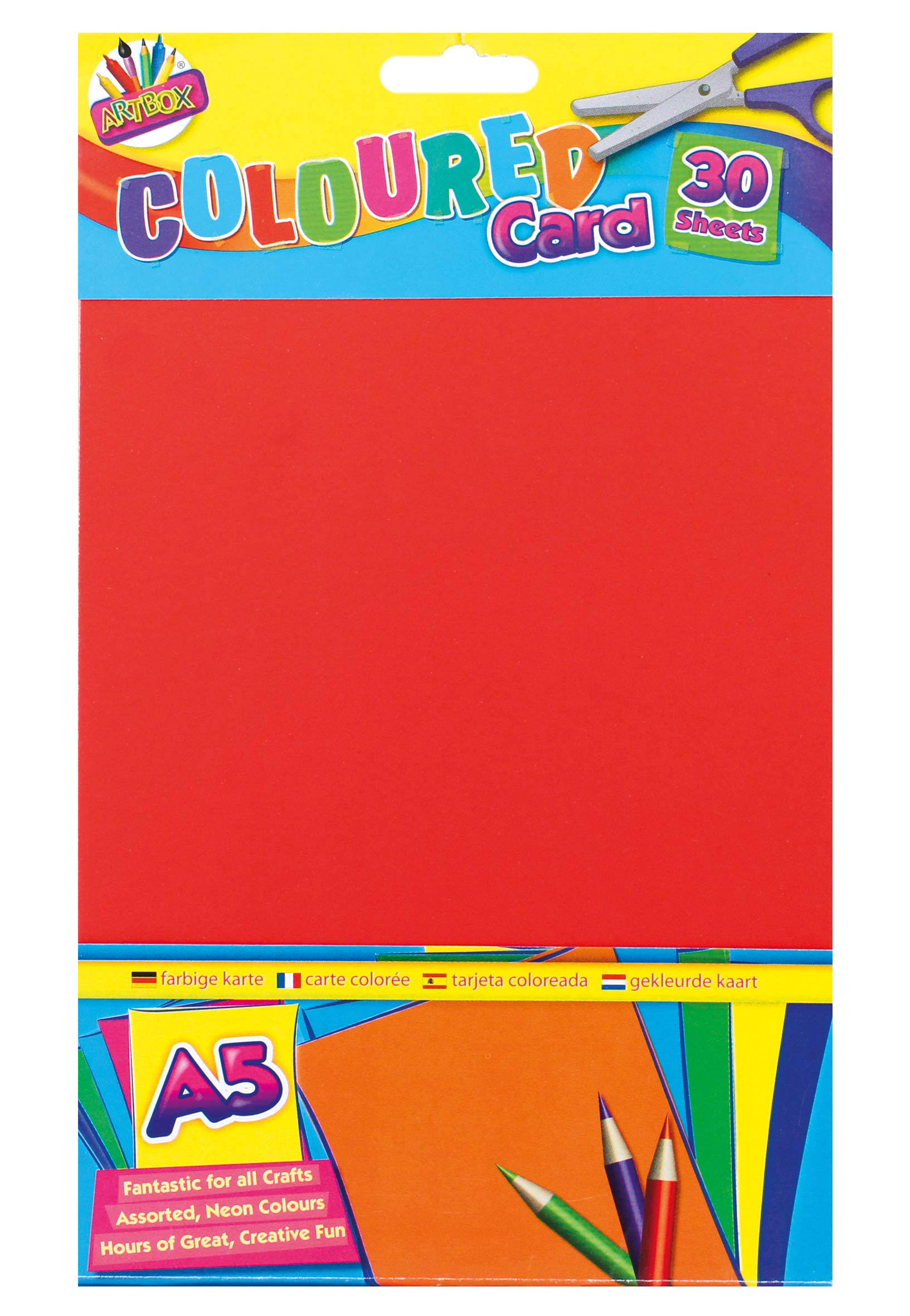 Art Box 30 Sheets A5 Coloured Card, Various
