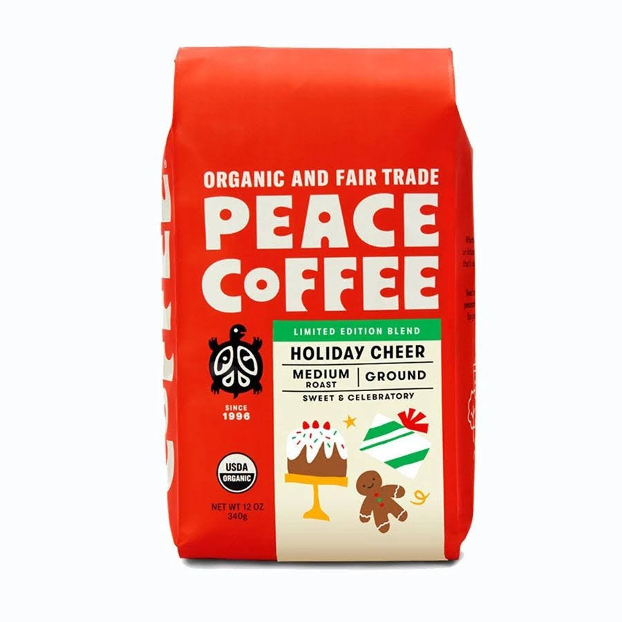Peace Coffee Holiday Cheer Medium Roast Ground Coffee 12 oz