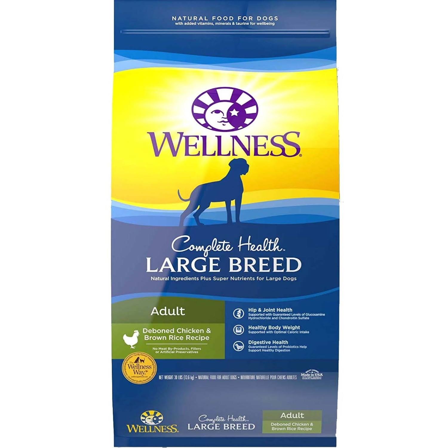 Wellness Complete Health Large Breed Dog Food - Chicken and Rice, Dry, 30lb