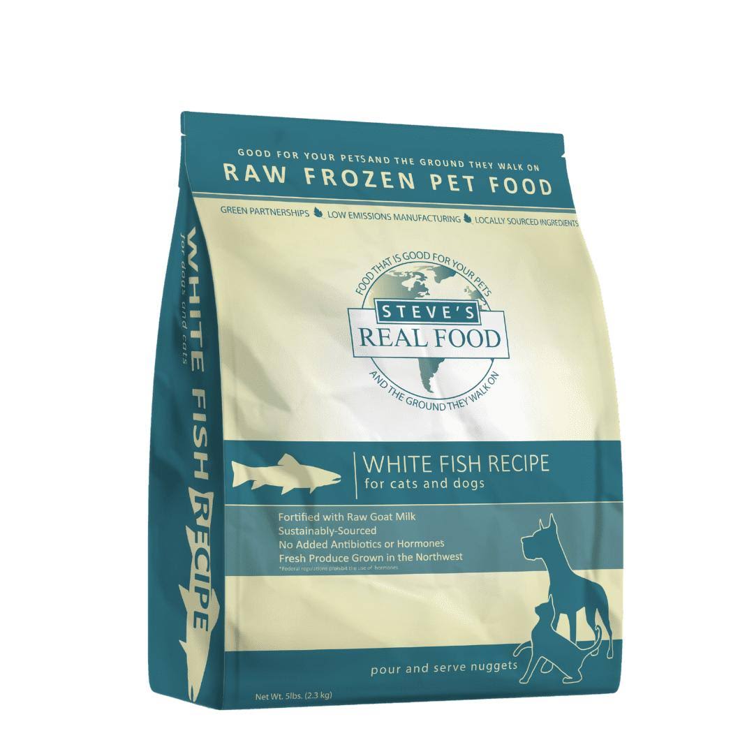 Steve's Real Food Raw White Fish Nuggets for Dogs or Cats, 5 LB