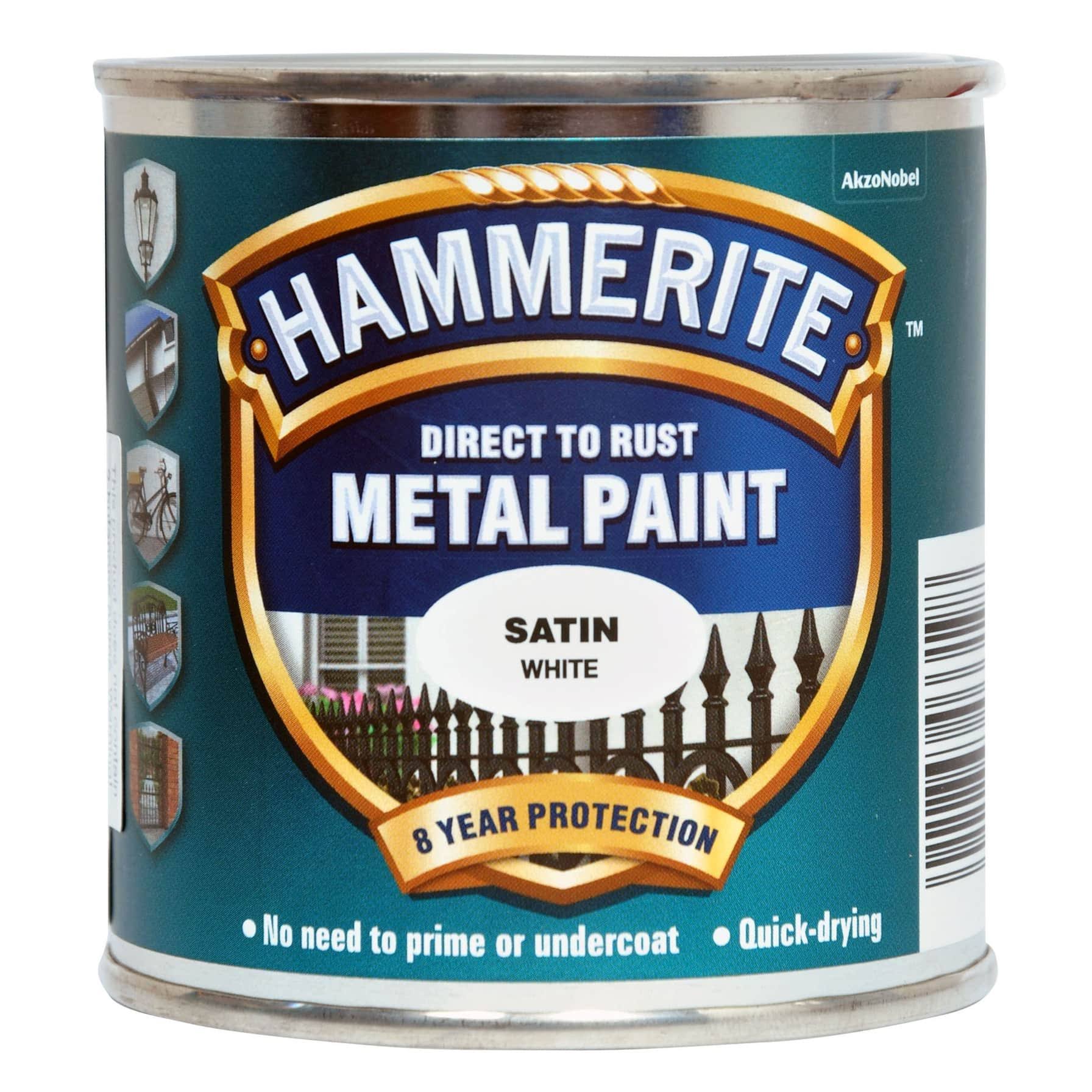 Hammerite Metal Paint - Satin White, 250ml
