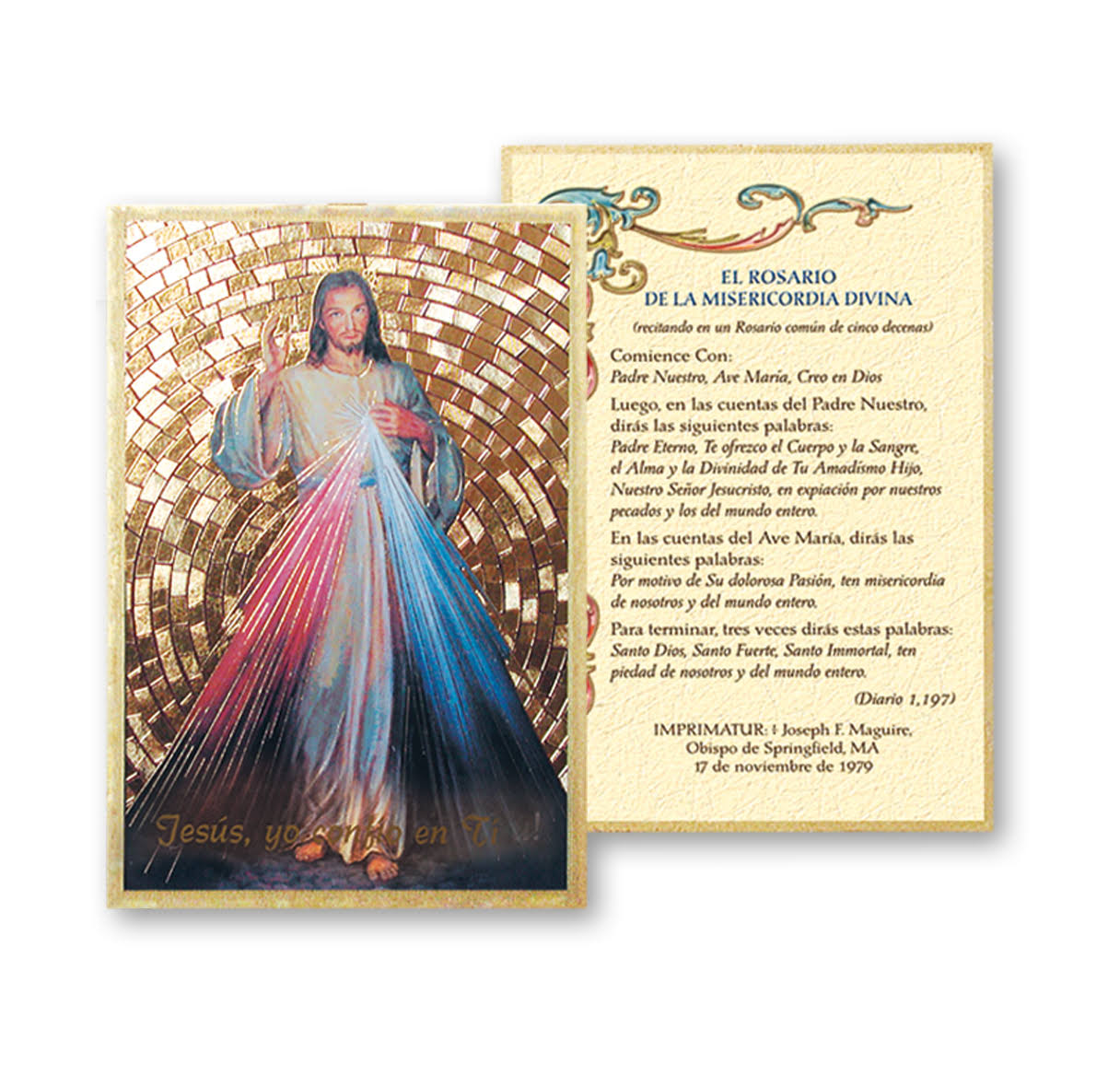4 inch x 6 inch Spanish Divine Mercy Gold Foil Mosaic Wood Plaque