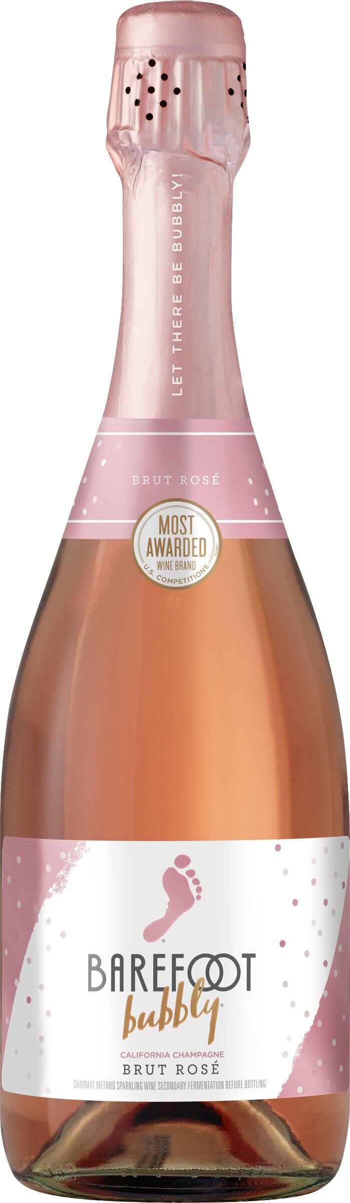 Barefoot Bubbly Champagne, Sparkling, Brut Rose, California - 750 ml