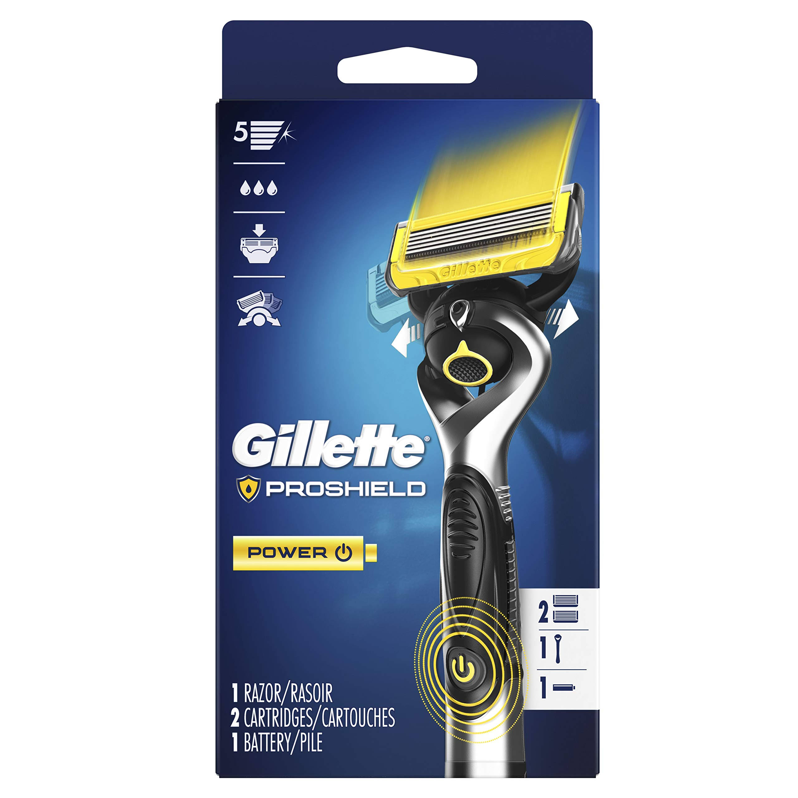 Gillette ProShield Power Men's Razor Handle + 2 Blade Refills