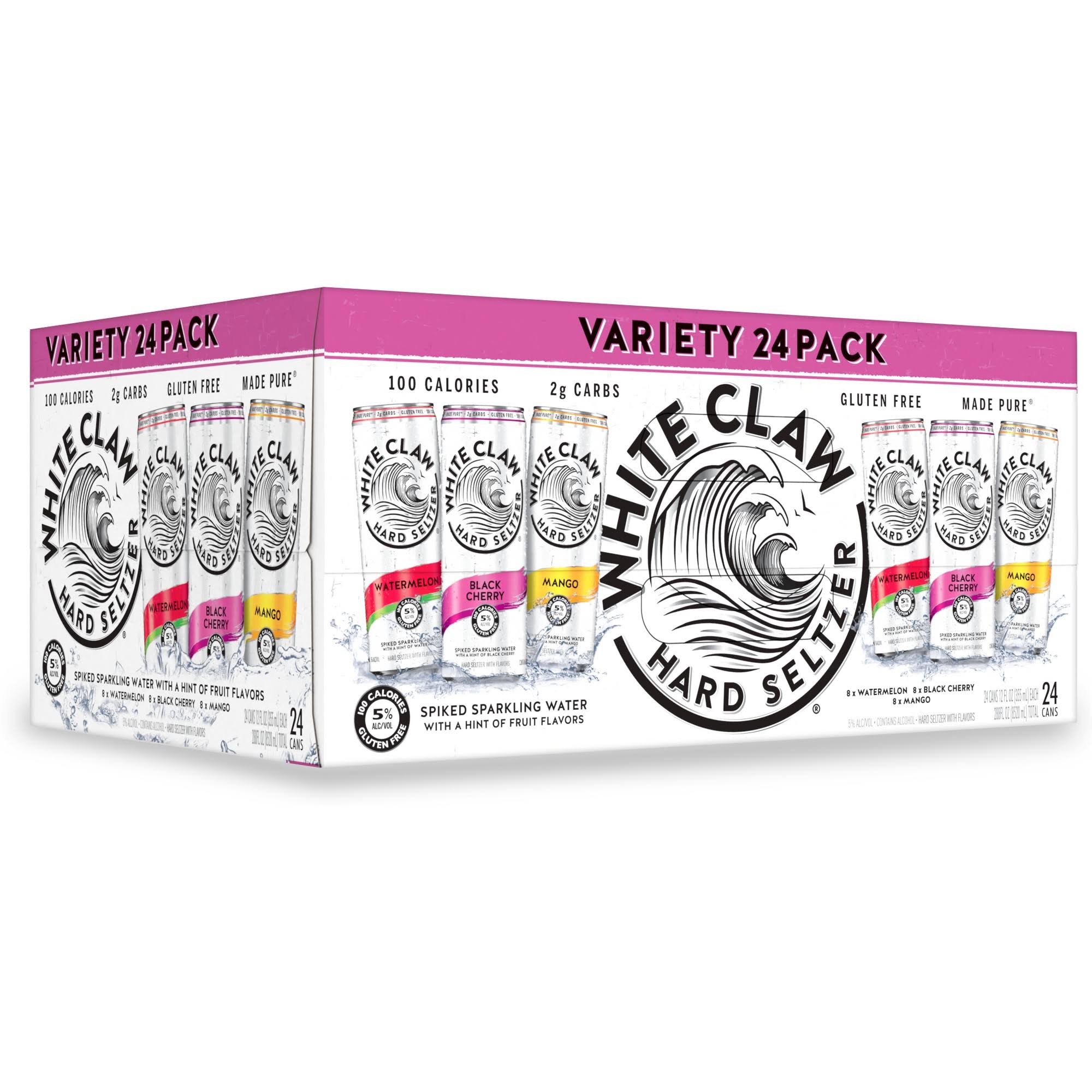 White Claw Hard Seltzer, Variety 24 Pack - 24 pack, 12 fl oz cans