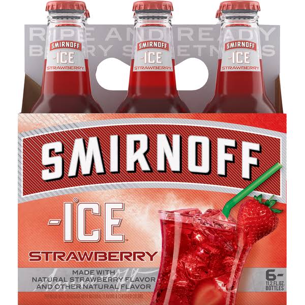 Smirnoff Ice Malt Beverage, Strawberry - 6 pack, 11.2 fl oz bottles