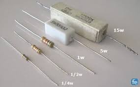 resistores de diferentes potencias y materiales usados en la electrónica