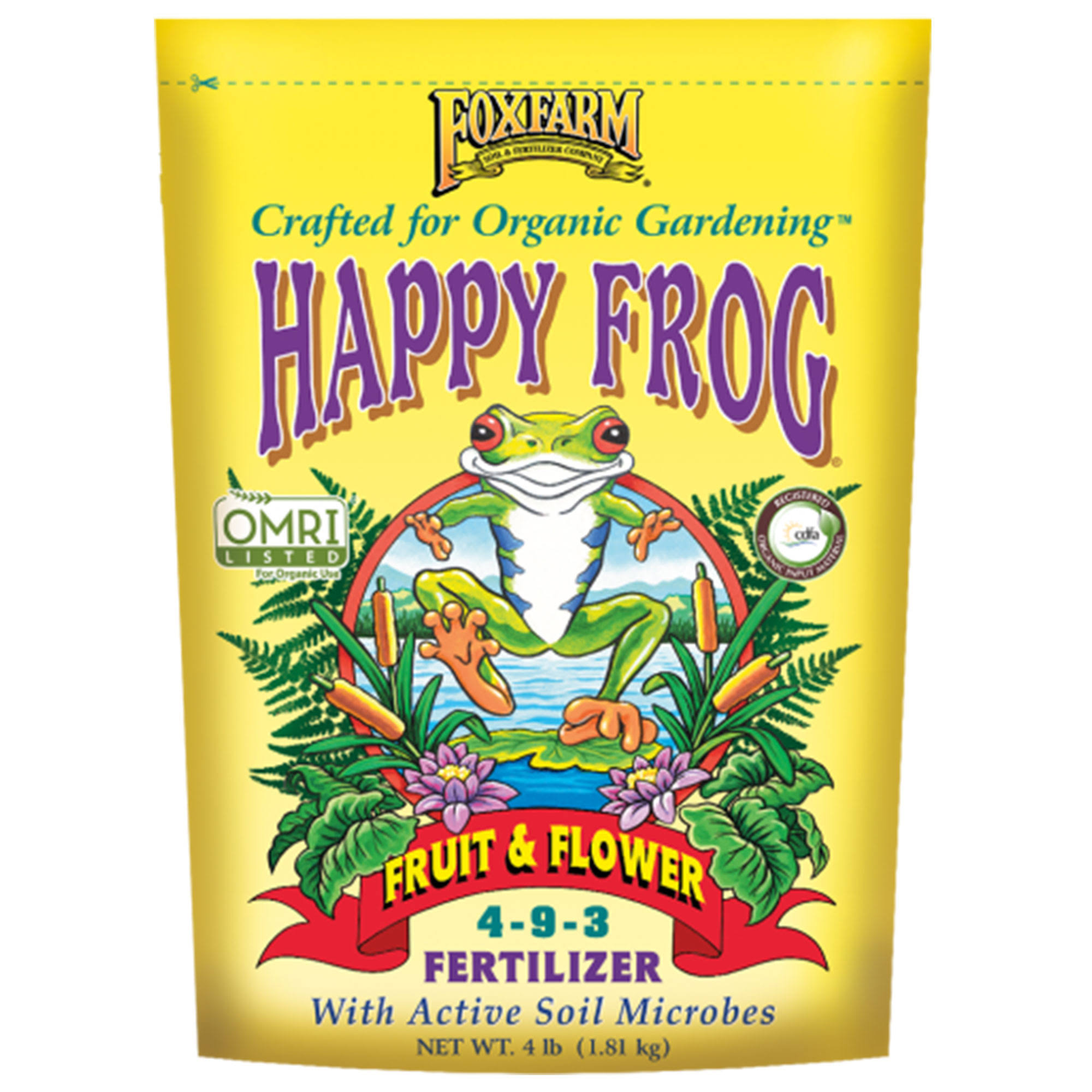 Hydrofarm FoxFarm 5 8 4 Happy Frog Fruit and Flower Fertilizer - 4lbs