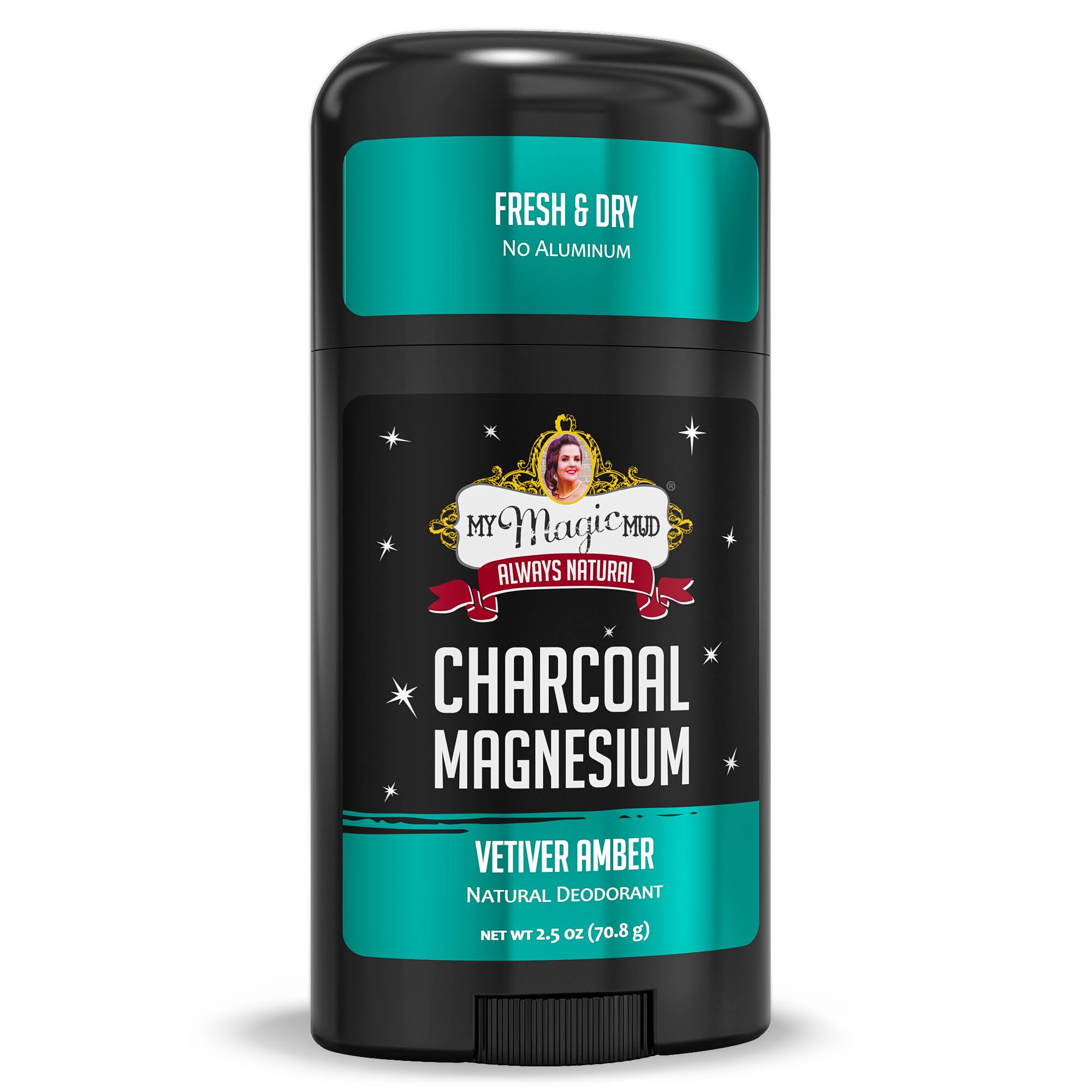 Charcoal Magnesium Natural Deodorant, Vetiver Amber