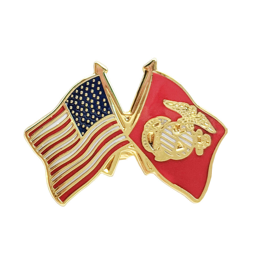 USA / Marine Corps Crossed Flags Lapel Pin