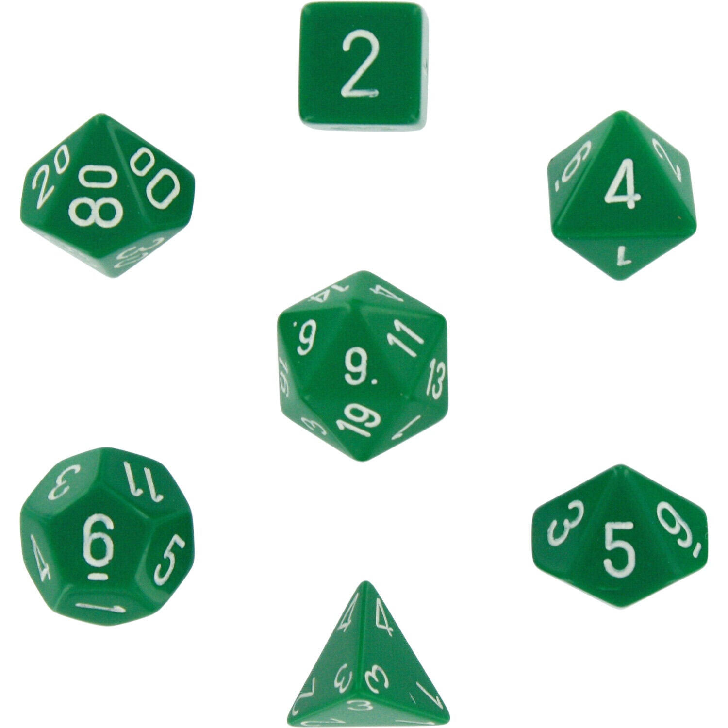 Chessex Opaque Polyhedral 7-Die Set: Green/White
