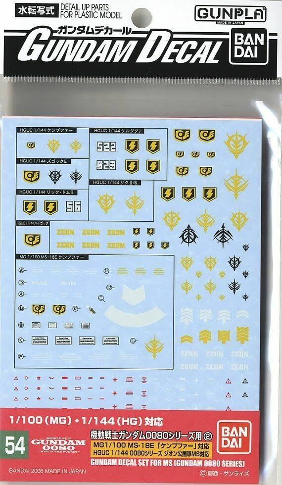 Gundam Decal (HGUC) for Gundam 0080 Series 2 (Gundam Model Kits)