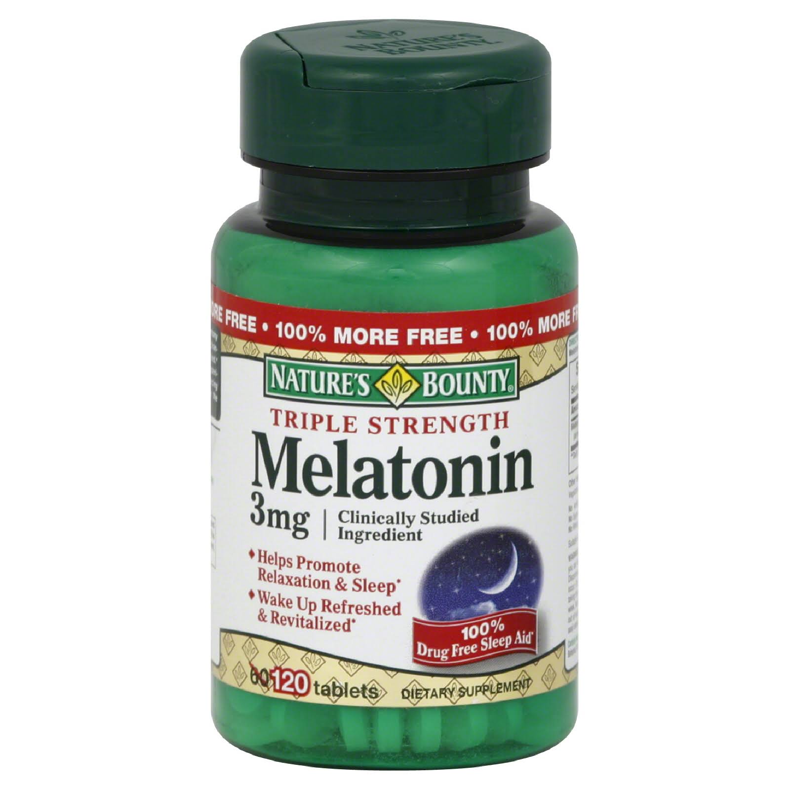 Nature's Bounty Melatonin Triple Strength 3mg Sleep Aid Dietary Supplement Tablets - 120 CT