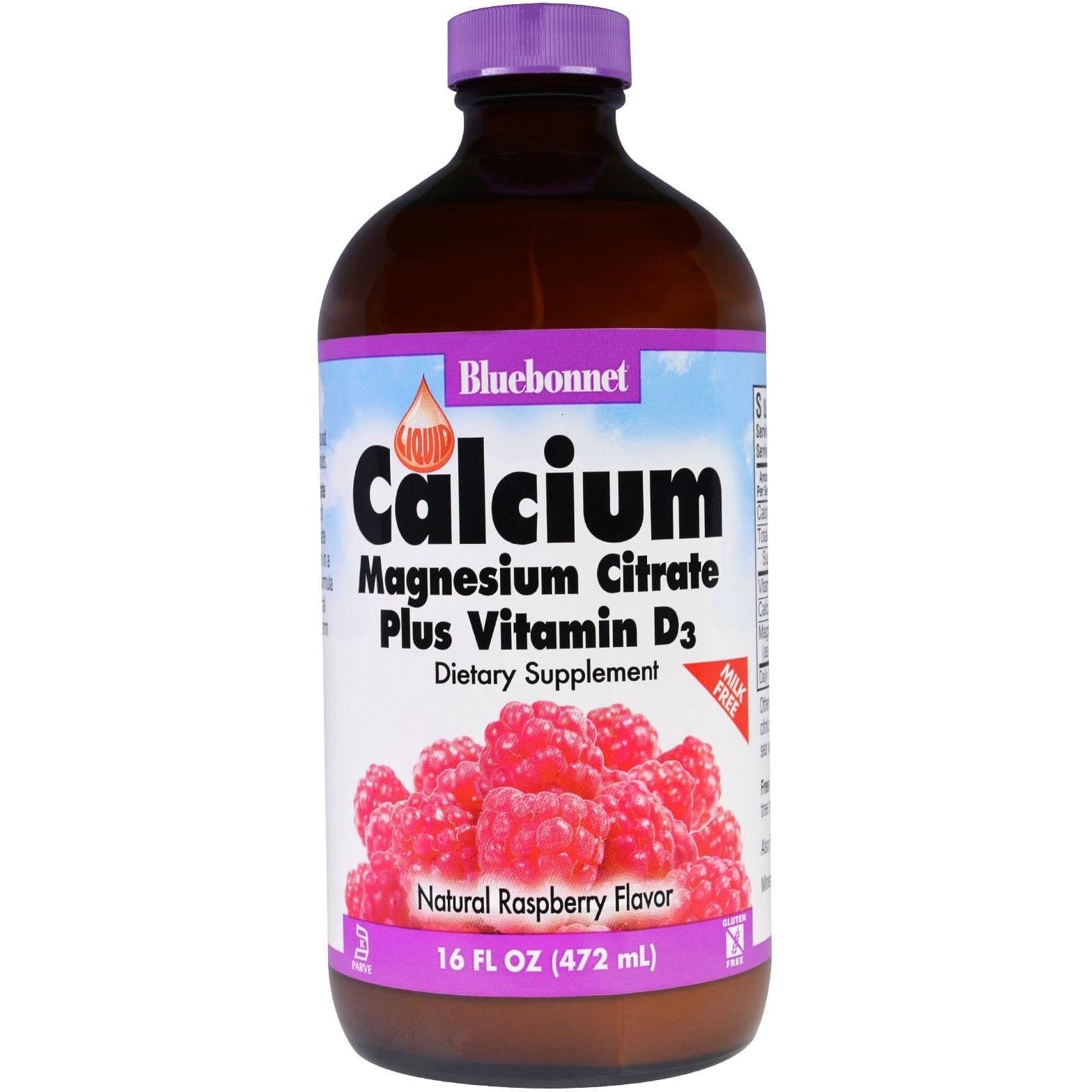 Bluebonnet Nutrition Liquid Calcium Magnesium Citrate Plus Vitamin D3 Raspberry 16 fl oz