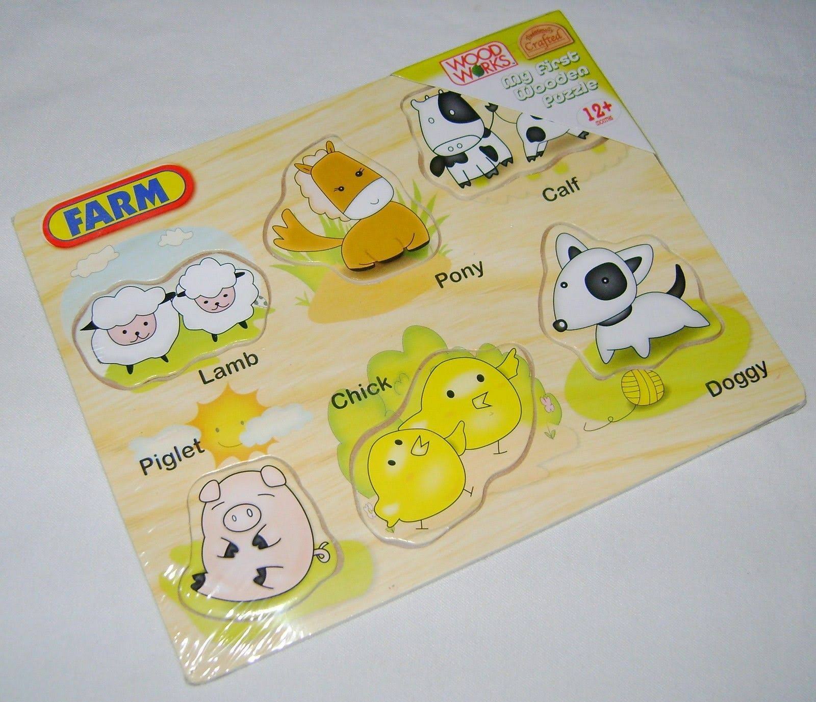 Wood Works My First Wooden Farm Animals 6 Piece Puzzle Ages 12+ Months