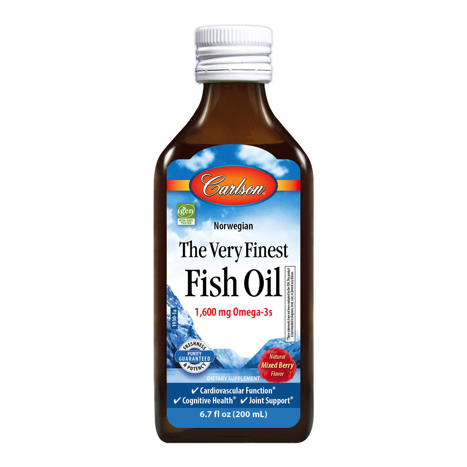 Carlson Labs The Very Finest Fish Oil Liquid 1600 mg Omega-3s, Mixed Berry, 6.7 oz