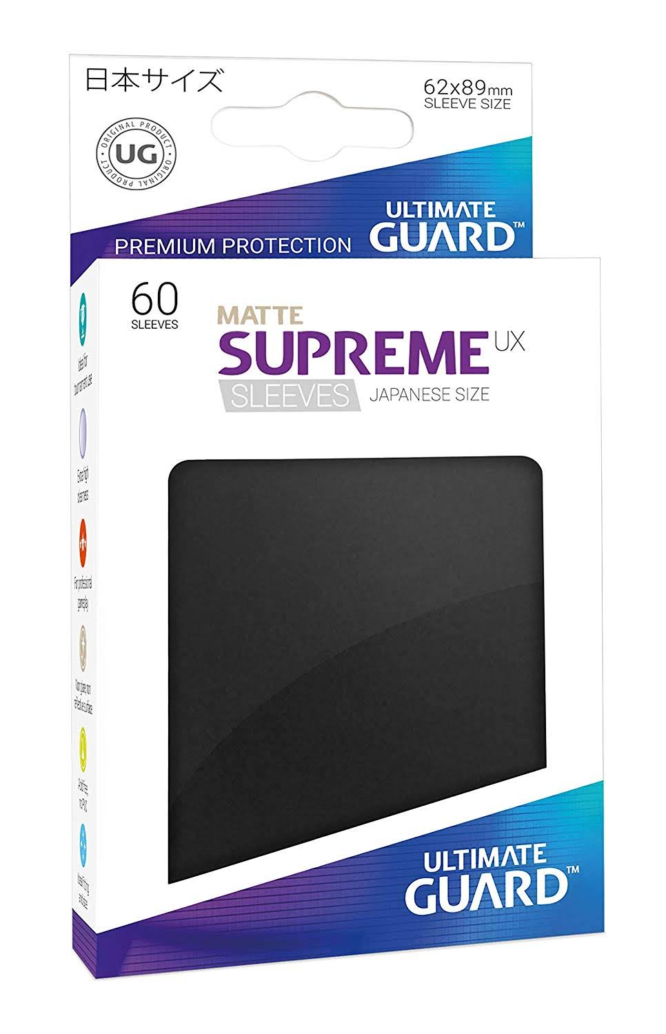 Guard Supreme UX Sleeves - Japanese Size, Matte Black, 60ct, Ultimate Guard