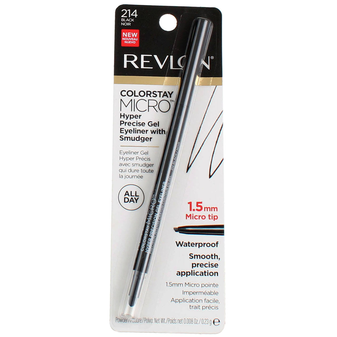 Revlon ColorStay Micro Eyeliner Gel, Waterproof, Black 214 - 0.008 oz